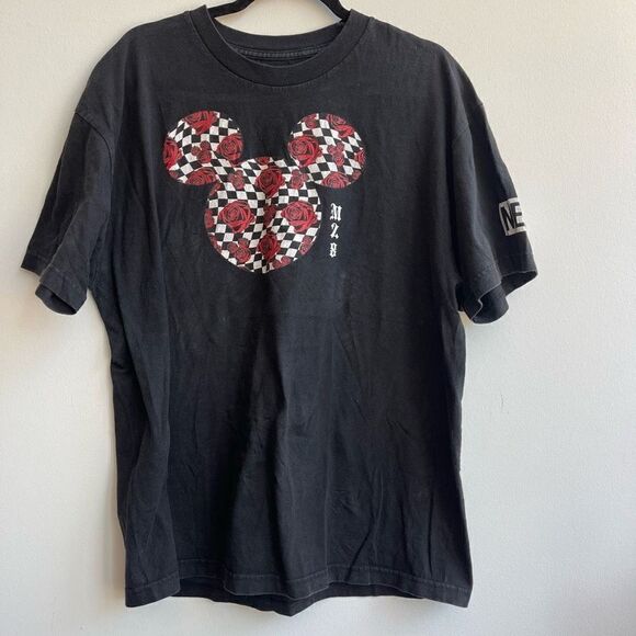 Disney Collection by Neff Mens T Shirt Mickey Mouse Logo Crewneck Black XL - Picture 1 of 7